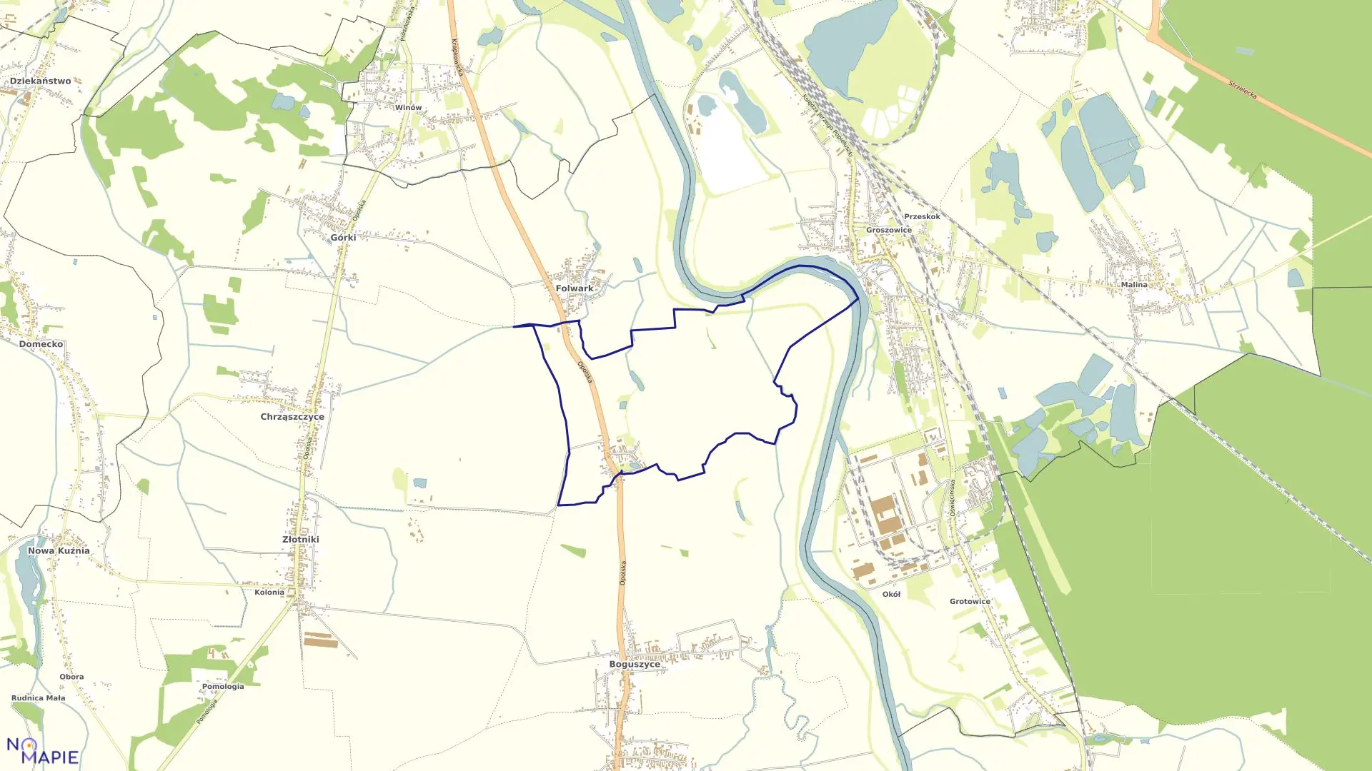 Mapa obrębu CHRZOWICE w gminie Prószków