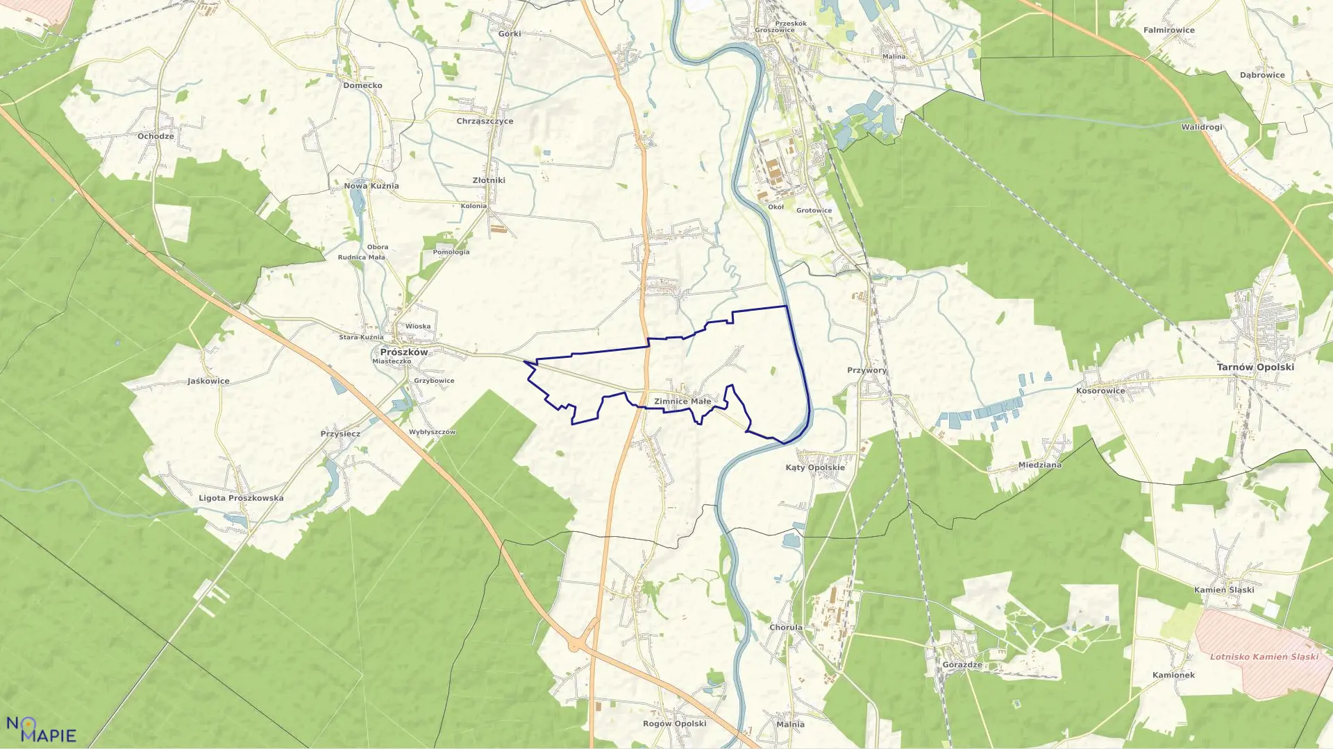 Mapa obrębu ZIMNICE MAŁE w gminie Prószków